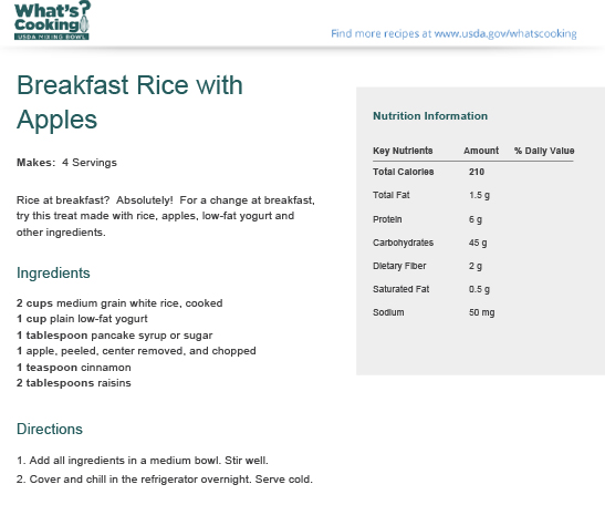 Breakfast Rice with Apples | What's Cooking? USDA Mixing Bowl