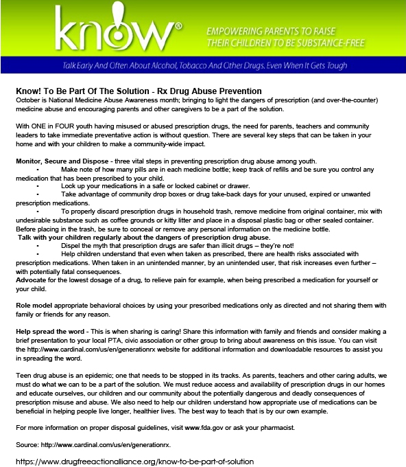 National Medicine Abuse Awareness Month