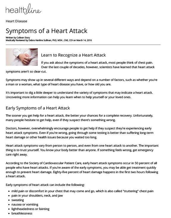 Heart Attack Symptoms in Men and Women