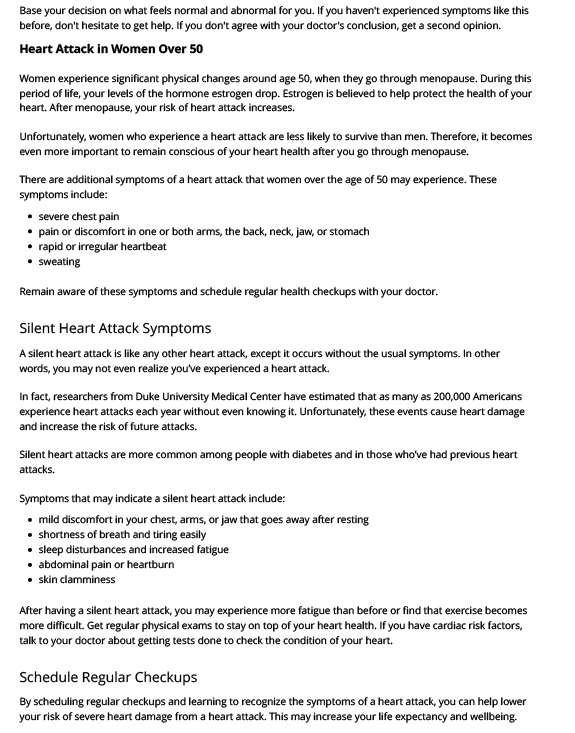 Heart Attack Symptoms in Men and Women